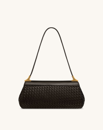 Eloise Geflochtene Schultertasche - Dunkelbraun