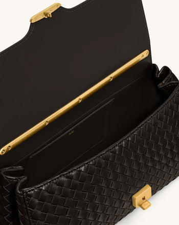 Eloise Geflochtene Schultertasche - Dunkelbraun