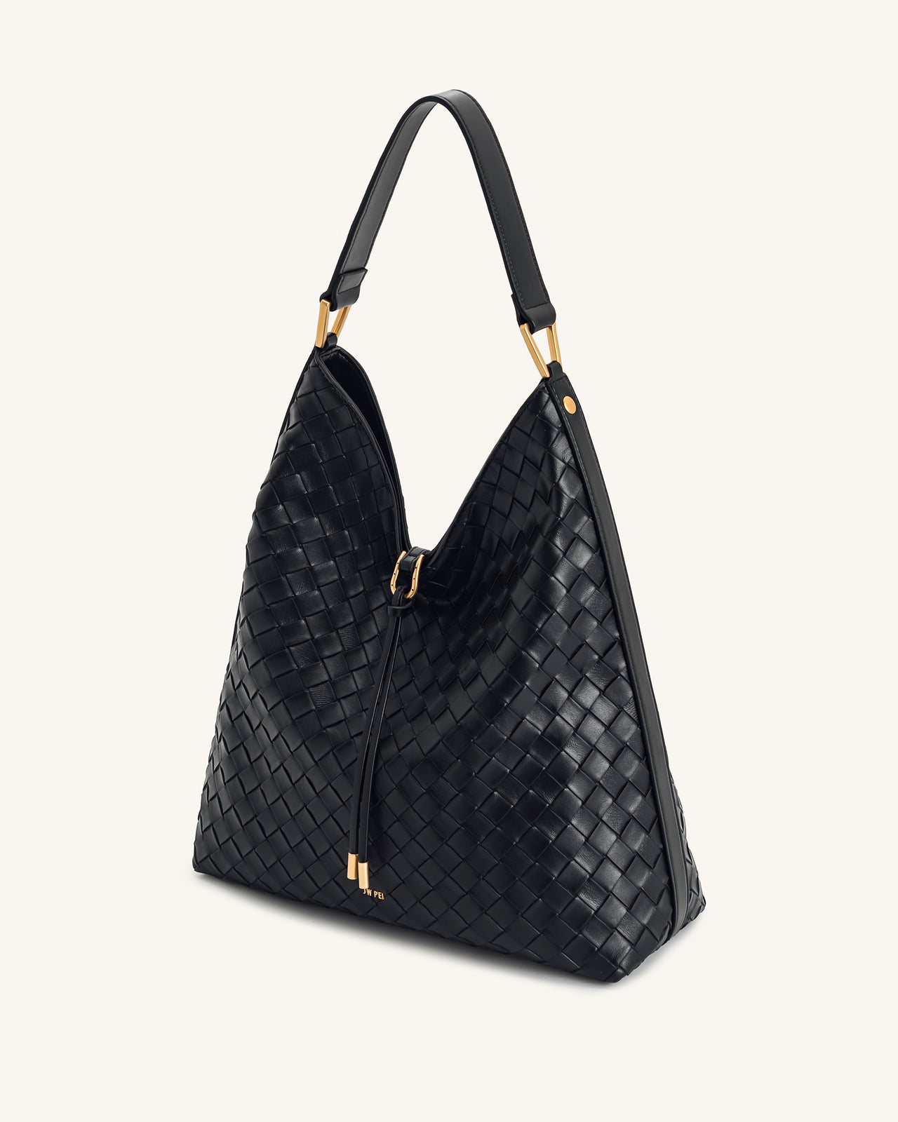 Aria Schultertasche mit gewebter Textur - Schwarz