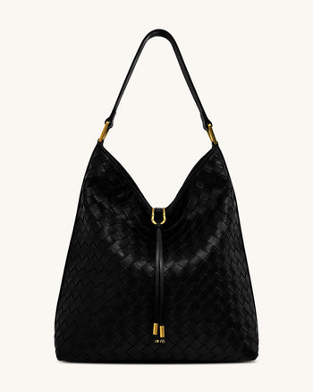 Aria Schultertasche mit gewebter Textur - Schwarz