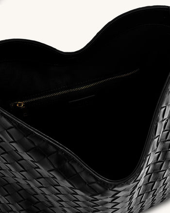 Aria Schultertasche mit gewebter Textur - Schwarz
