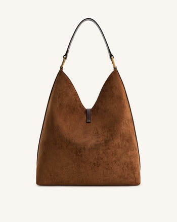 Aria Schultertasche aus Kunstwildleder - Braun