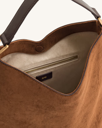 Aria Schultertasche aus Kunstwildleder - Braun