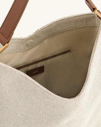Aria Schultertasche – Braunes Canvas