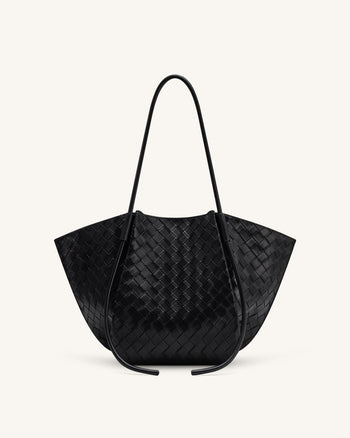 Nala Große Tote Bag mit Webtextur - Schwarz