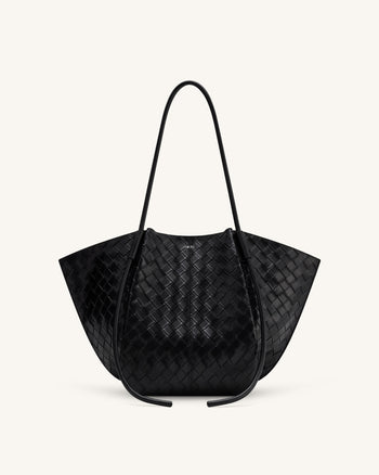 Nala Große Tote Bag mit Webtextur - Schwarz