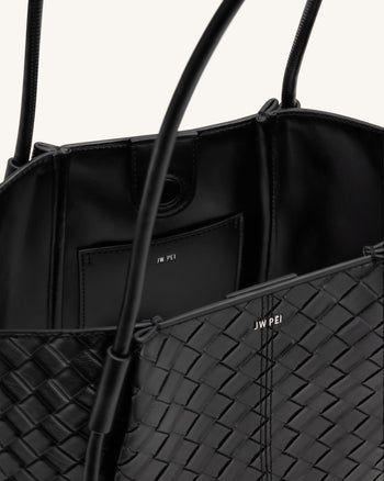 Nala Große Tote Bag mit Webtextur - Schwarz