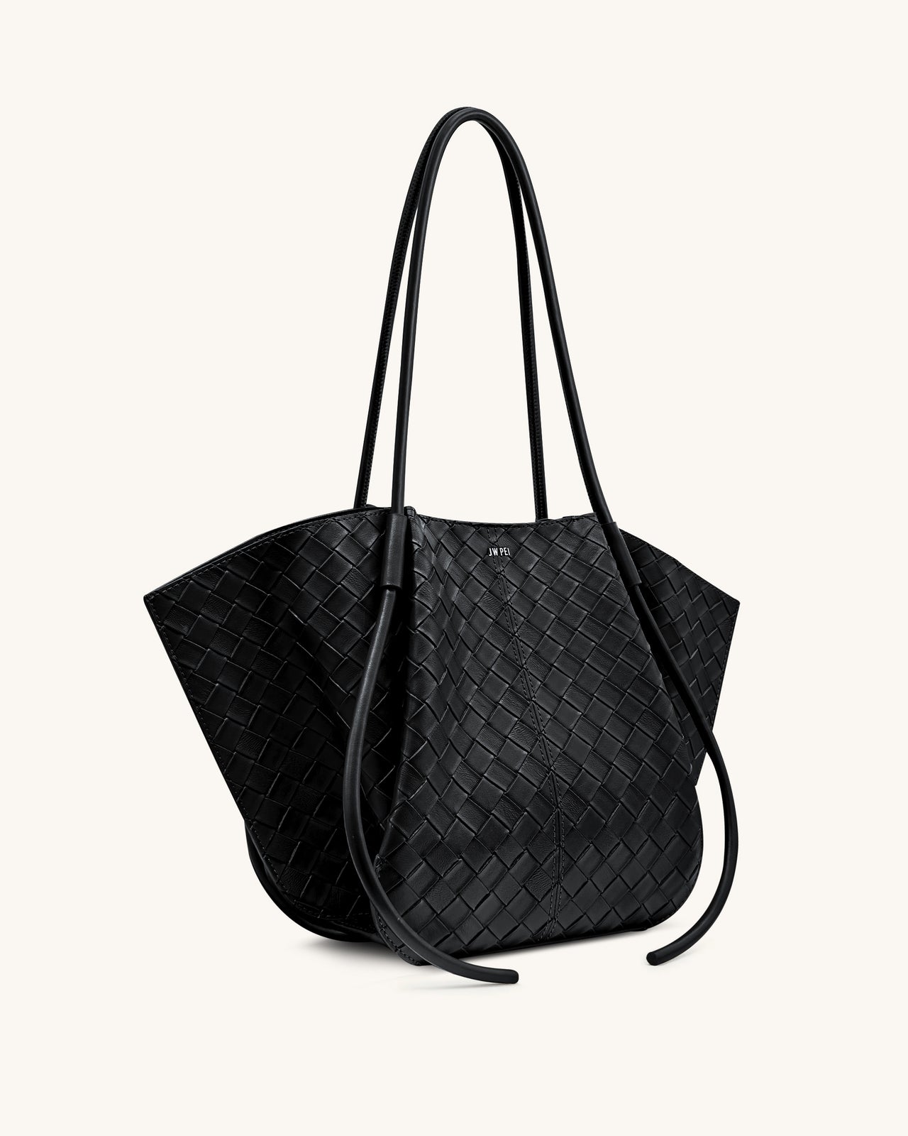 Nala Große Tote Bag mit Webtextur - Schwarz