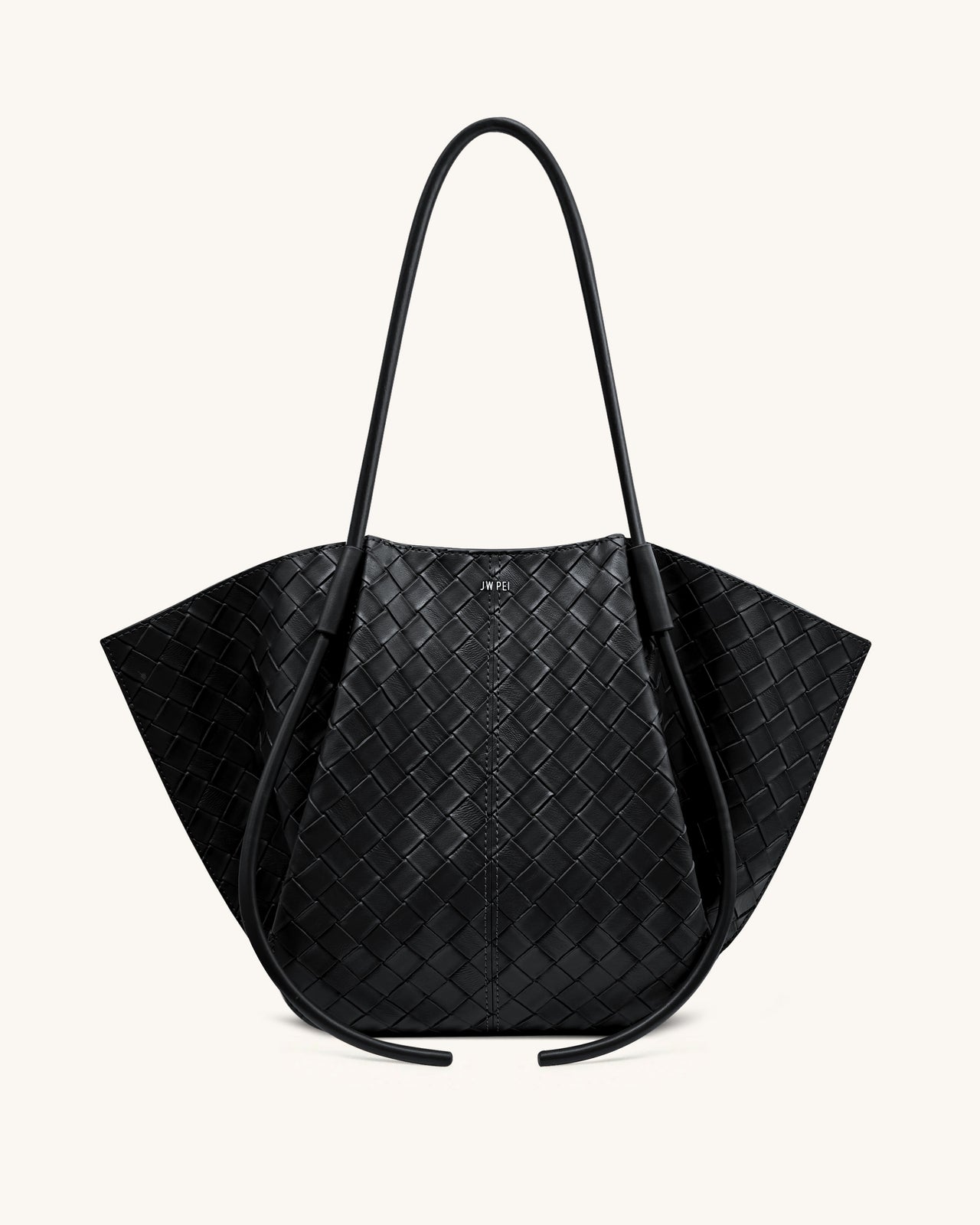 Nala Große Tote Bag mit Webtextur - Schwarz