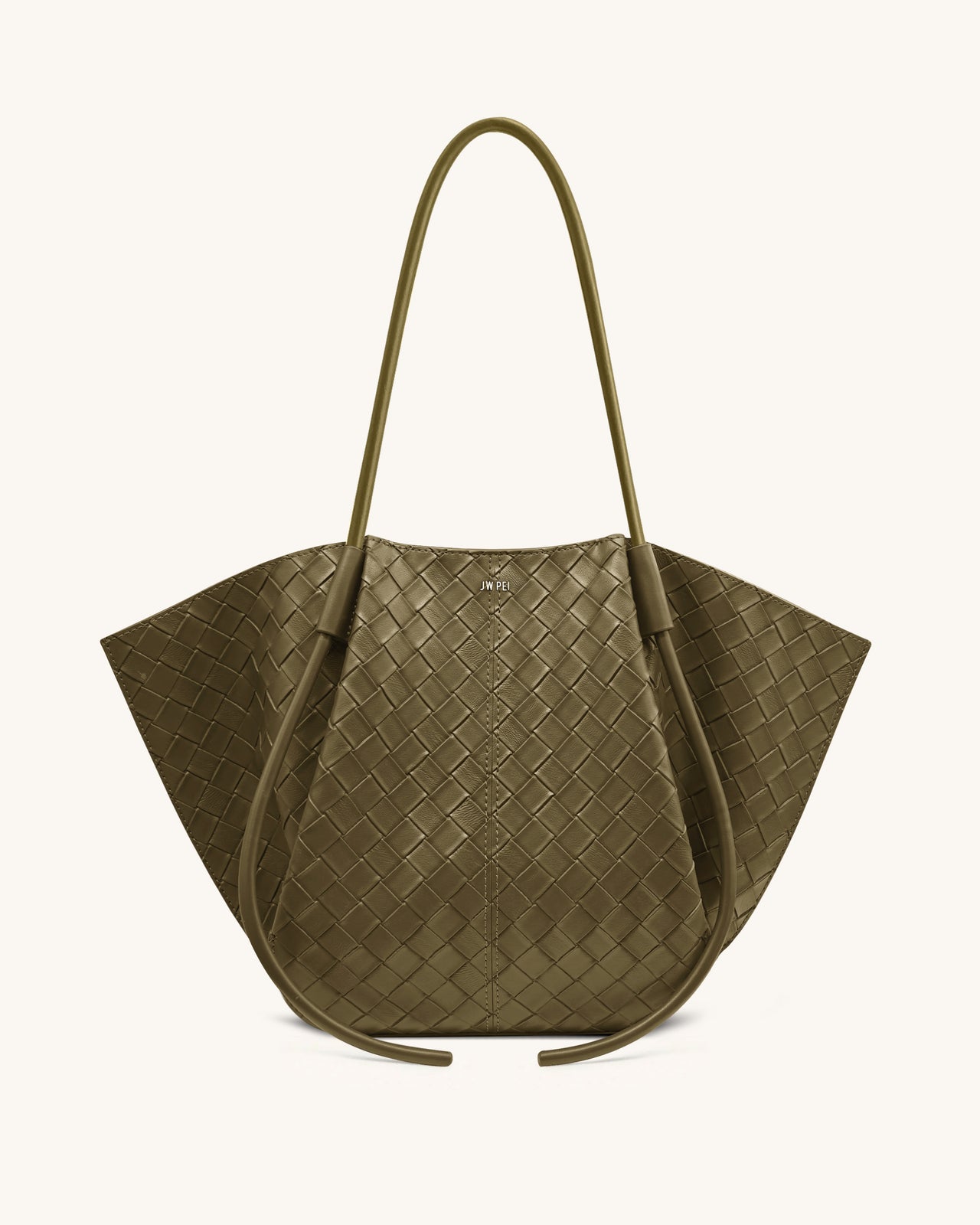 Nala Große Tote Bag mit Webtextur - Olivgrün
