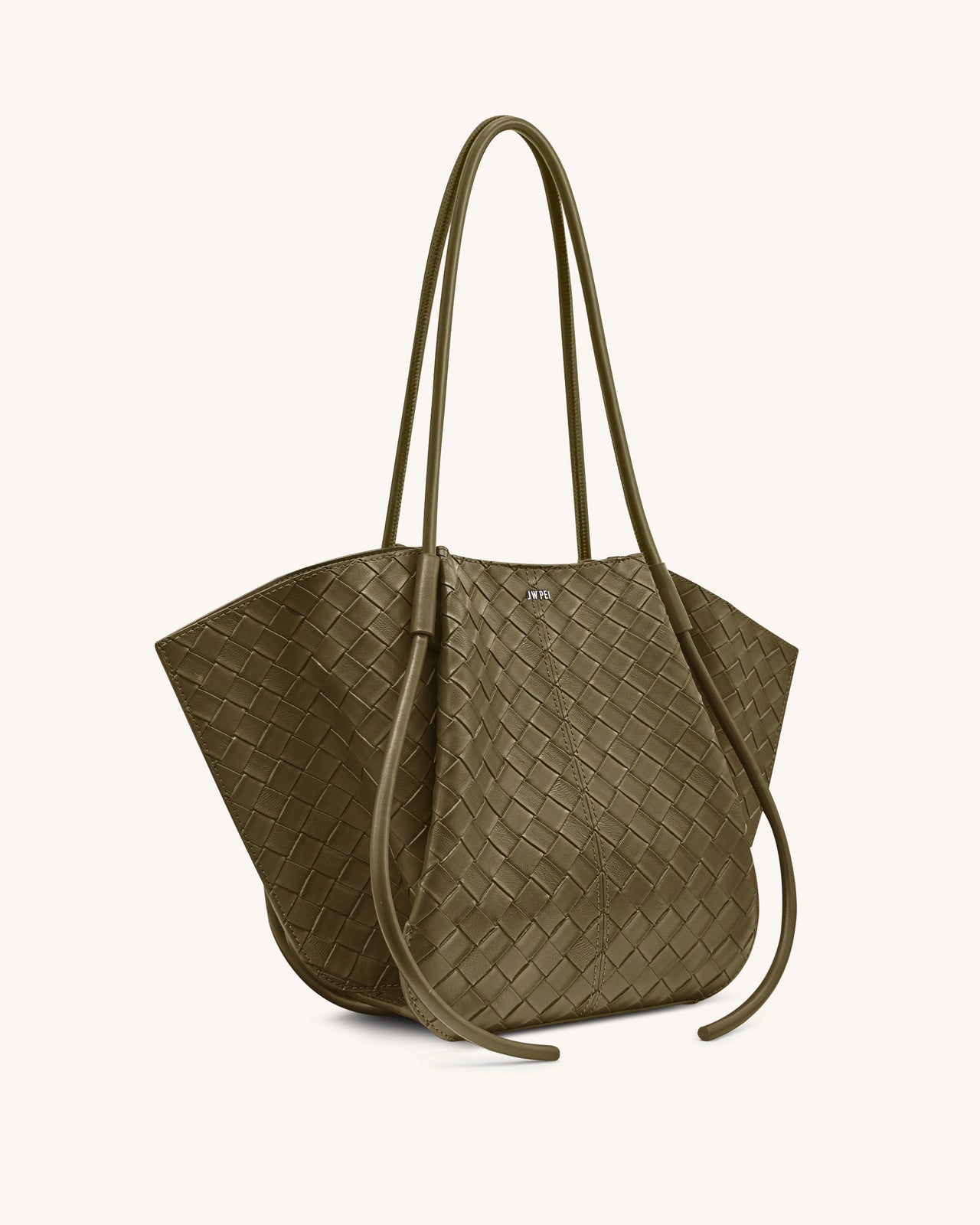 Nala Große Tote Bag mit Webtextur - Olivgrün