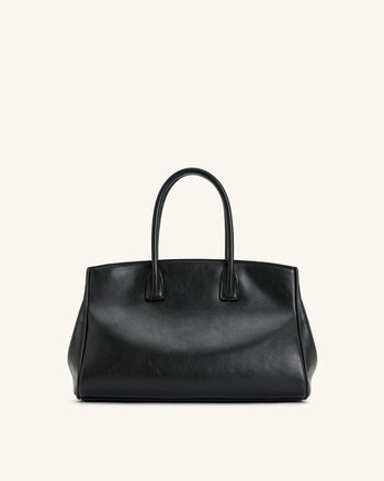 Ziva Tote-Bag mit Metallschloss-Dekor – Schwarz