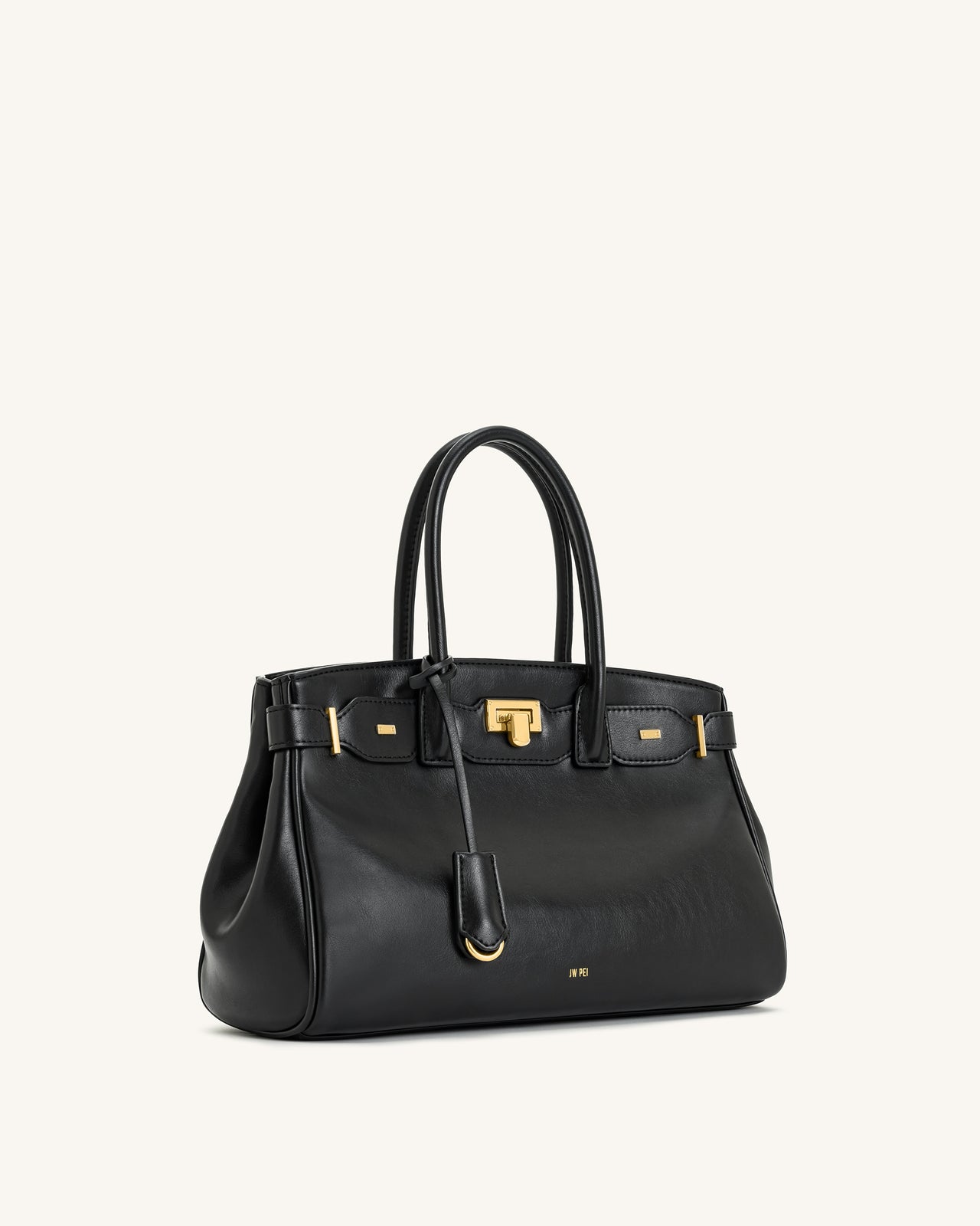 Ziva Tote-Bag mit Metallschloss-Dekor – Schwarz