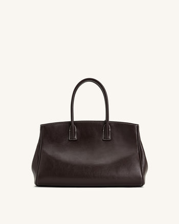 Ziva Tote-Bag mit Metallschloss-Dekor – Dunkelbraun