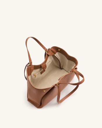 Virelia Tote Bag mit Doppelgriff - Cognac