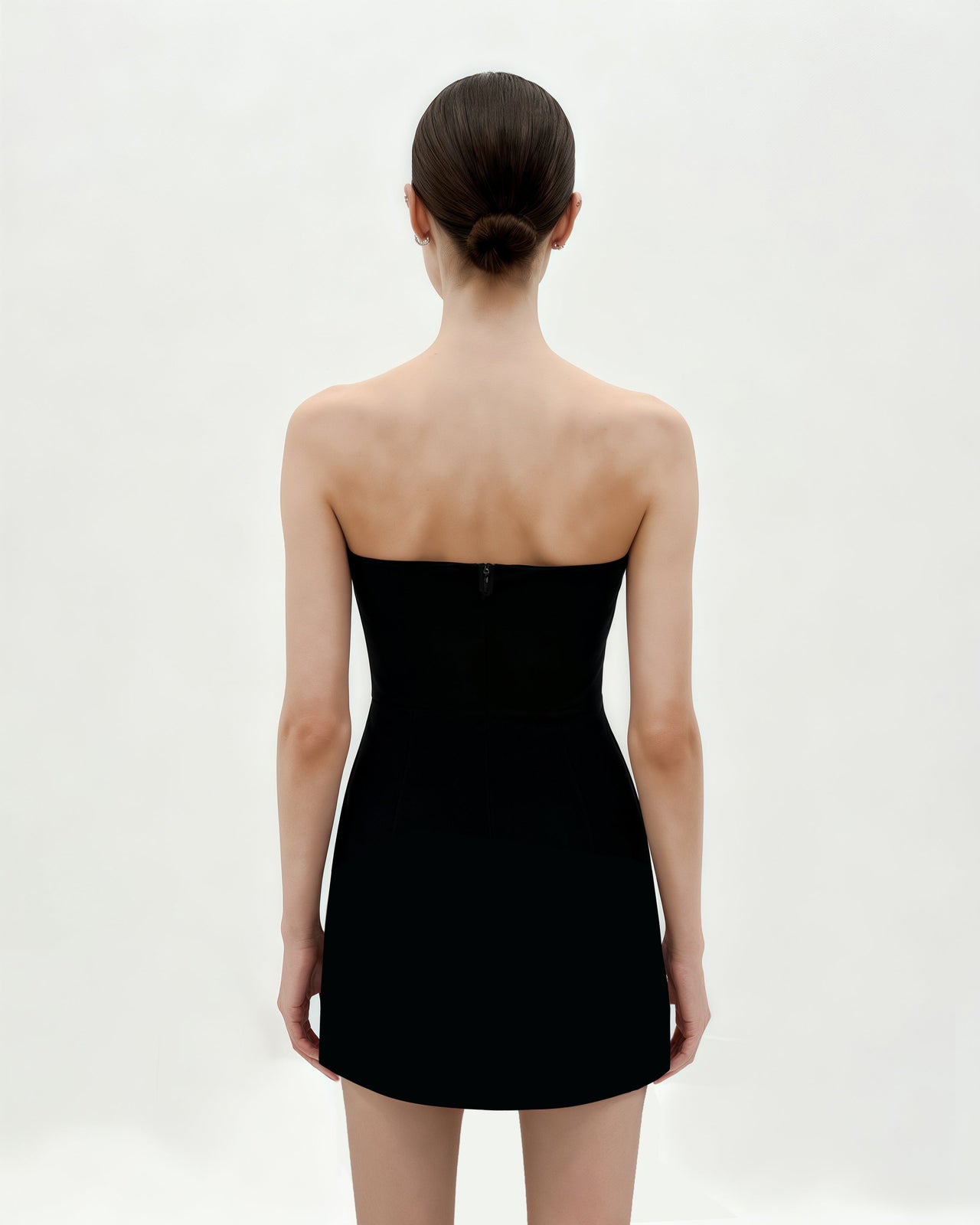 Tulpen-Applikation trägerloses Kleid - Schwarz