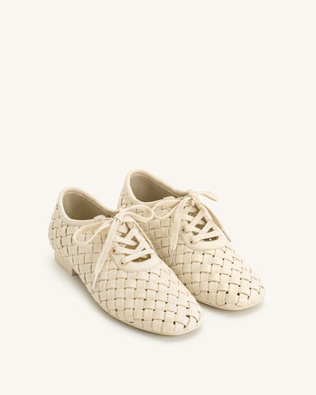 Kayla Geflochtene Riemen-Flatschuhe - Beige