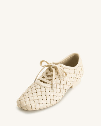 Kayla Geflochtene Riemen-Flatschuhe - Beige