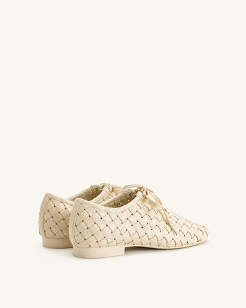 Kayla Geflochtene Riemen-Flatschuhe - Beige