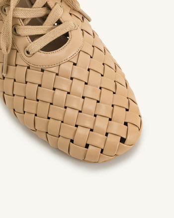 Kayla Geflochtene Riemen-Flatschuhe - Apricot