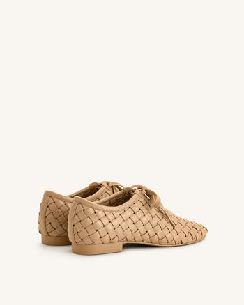 Kayla Geflochtene Riemen-Flatschuhe - Apricot