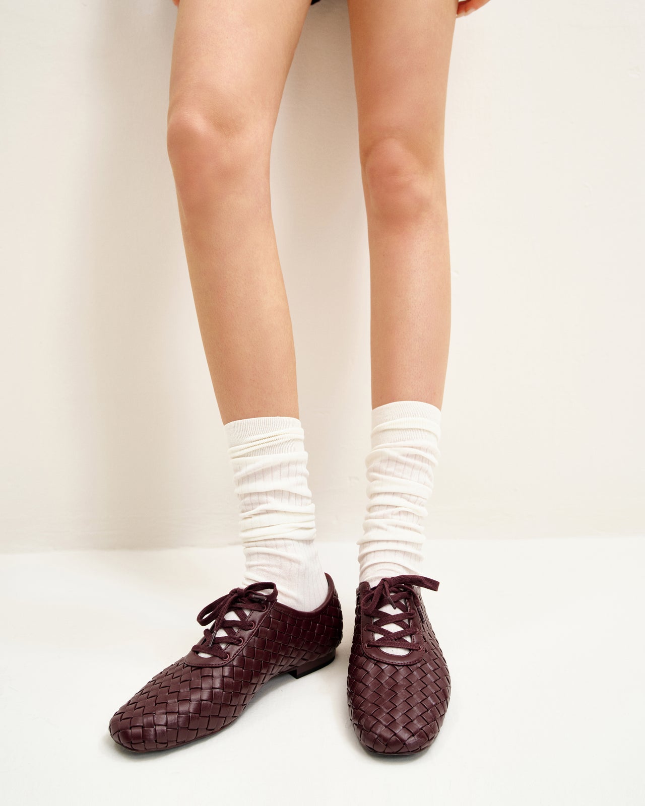 Kayla Geflochtene Riemen Ballerinas - Bordeauxrot