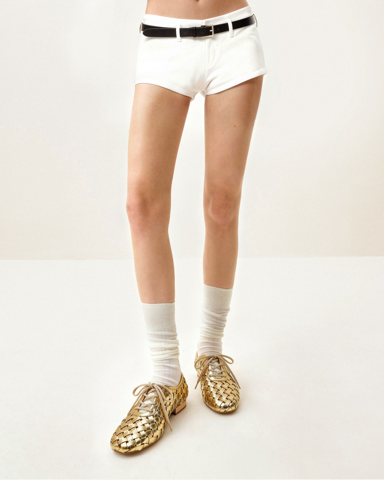 Kayla Geflochtene Riemen Ballerinas - Gold