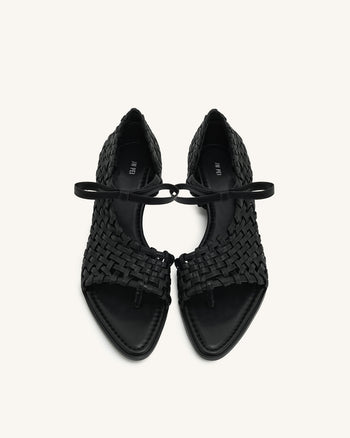 Jocelyn Flip-Flops mit gewebtem Riemen - Schwarz