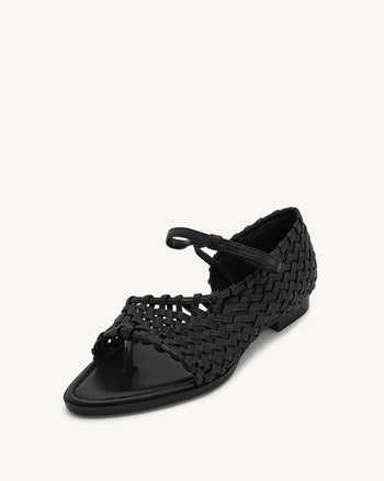 Jocelyn Flip-Flops mit gewebtem Riemen - Schwarz