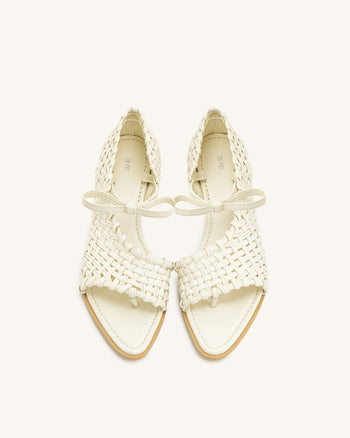 Jocelyn Flip-Flops mit gewebtem Riemen - Beige