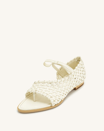 Jocelyn Flip-Flops mit gewebtem Riemen - Beige
