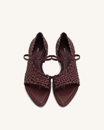 Jocelyn Flip-Flops mit gewebtem Riemen - Dunkelrot