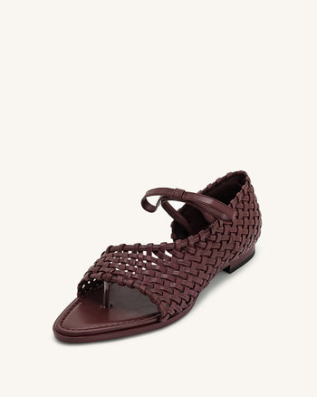 Jocelyn Flip-Flops mit gewebtem Riemen - Dunkelrot