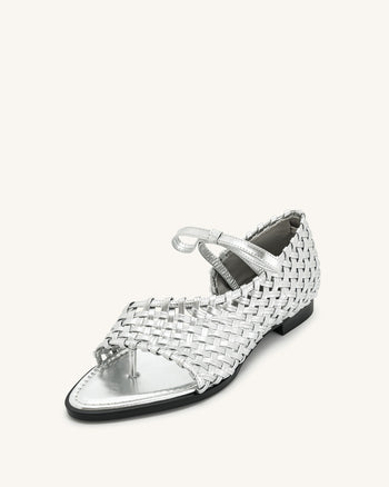 Jocelyn Flip-Flops mit gewebtem Riemen - Silber