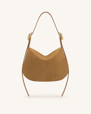 Avery Drapierte Hobo-Tasche aus Wildlederimitat - Camel