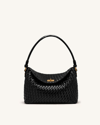 Lucia Geflochtene Hobo-Tasche - Schwarz