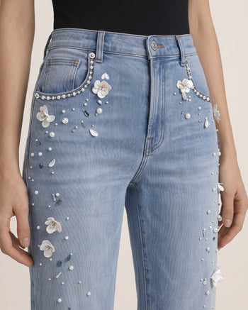 The Celestial Pearl Petal Straight-Jeans - Blassblau