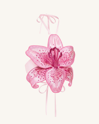 3D-Lilien-Neckholder-Crop-Top - Pink