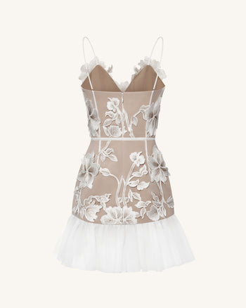 Blumen Trägerkleid Minikleid - Weiß
