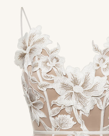 Blumen Trägerkleid Minikleid - Weiß