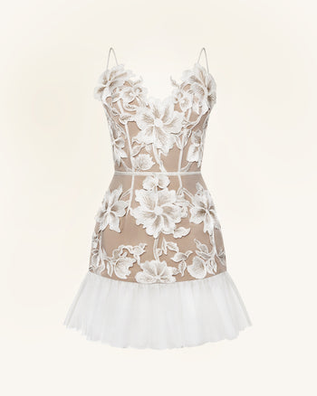 Blumen Trägerkleid Minikleid - Weiß