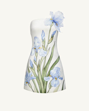 Geblümtes Minikleid - Weiß