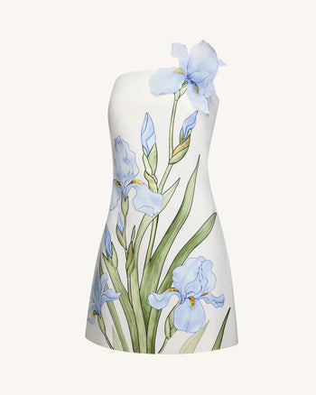 Geblümtes Minikleid - Weiß