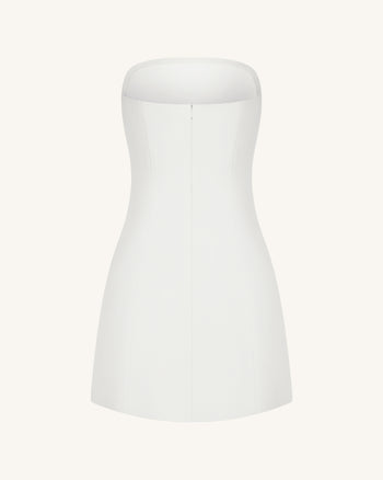 Trägerloses Kleid mit Orchideen-Applikation - Weiß