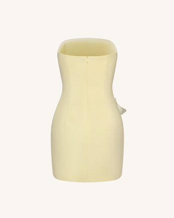 Trägerloses Kleid mit Blumenapplikation - Gelb