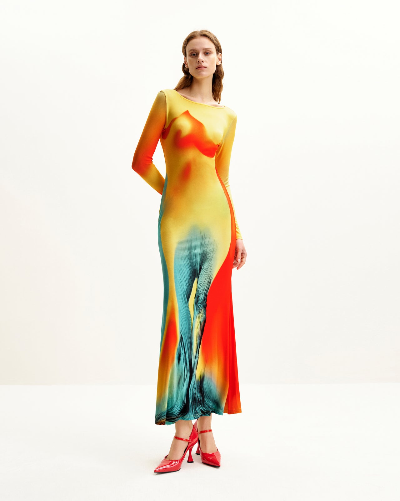 Lily Kleid mit Illusionsdruck - Mehrfarbig