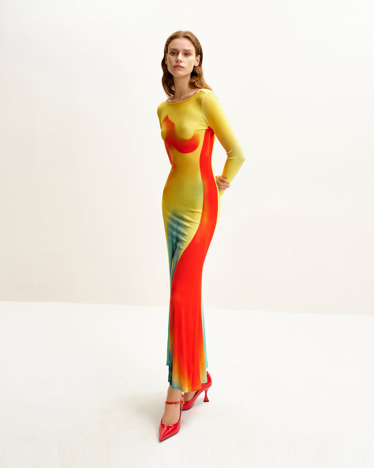 Lily Kleid mit Illusionsdruck - Mehrfarbig