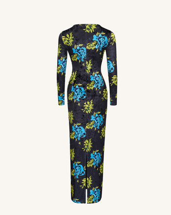 Zoe Lebendige Blumen Langarmkleid - Mehrfarbig