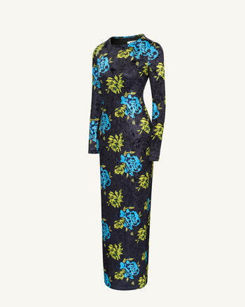 Zoe Lebendige Blumen Langarmkleid - Mehrfarbig