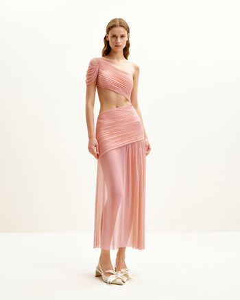 Mia Plissiertes Meshkleid - Rosé